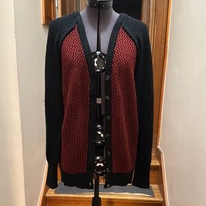 Dex S mixed media Black and Red Knit Cardigan